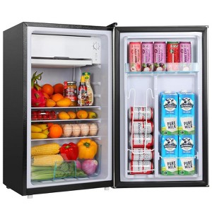 YASHE 3.2 Cu.Ft Mini Fridge with Freezer, Single Door, Adjustable Thermostat, Reversible Door, Compact for Bedroom, Office, Dorms - 1 of 4