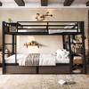 Metal Bunk Bed with Storage Shelves , LED light strip, and USB power strip, black - 4 of 4