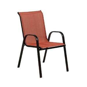 Royal Hampton Outdoor Stacking Chair Set of 2, Red Mesh Fabric, Black Metal - 1 of 1