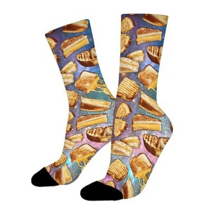 Space Grilled Cheese Women Printed Crew Socks Funny Funky Socks Soft Polyester Novelty Gifts for Artists Men - 1 of 1
