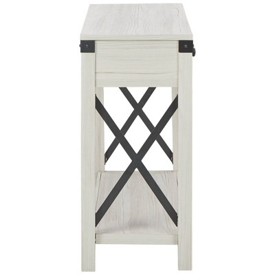 Modern Farmhouse White Wood & Metal Console Table with Storage