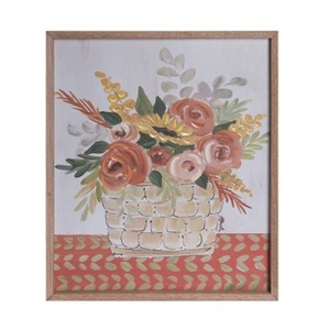 Transpac MDF Framed Fall Florals Wall Art Multicolor Indoor Decor for Harvest Season Gifts and Home Enhancement - 1 of 3