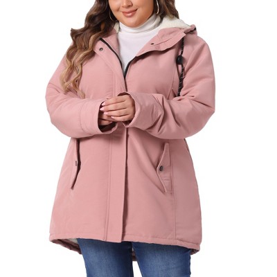 Agnes Orinda Women's Plus Size Hooded Trench Coats Windproof Zip Up Buttons Waterproof Raincoat With Pockets 2x Black