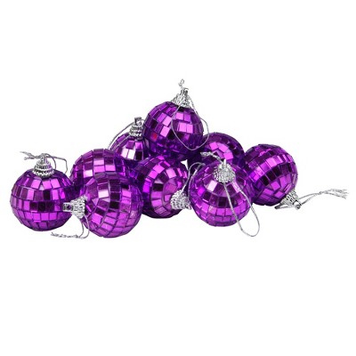 Northlight 9ct Purple Mirrored Glass Disco Ball Christmas Ornaments 1.5" (40mm)