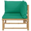 VidaXL Patio Corner Sofa with Green Cushions Bamboo - 3 of 4