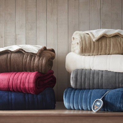 Full Gray Plush to Berber Electric Heated Blanket