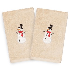 Linum Home Textiles Snowman - Embroidered Luxury 100% Turkish Cotton Hand Towels (Set of 2) - 1 of 3