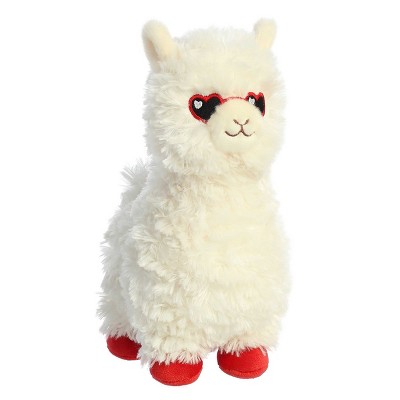 Aurora Medium Luvs-Ya Llama Valentine Heartwarming Stuffed Animal White 9.5"