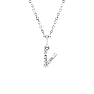 Girls' Cubic Zirconia Letter Sterling Silver Necklace - In Season Jewelry