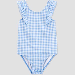 Carter's Just One You&#174 Toddler Girls' Ruffle Gingham One Piece Swimsuit - Blue - 1 of 4