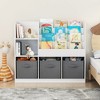BRINJOY Children's bookcase and bookshelf, toy storage with 3 multifunctional bookcases with foldable fabric drawers White - 2 of 4