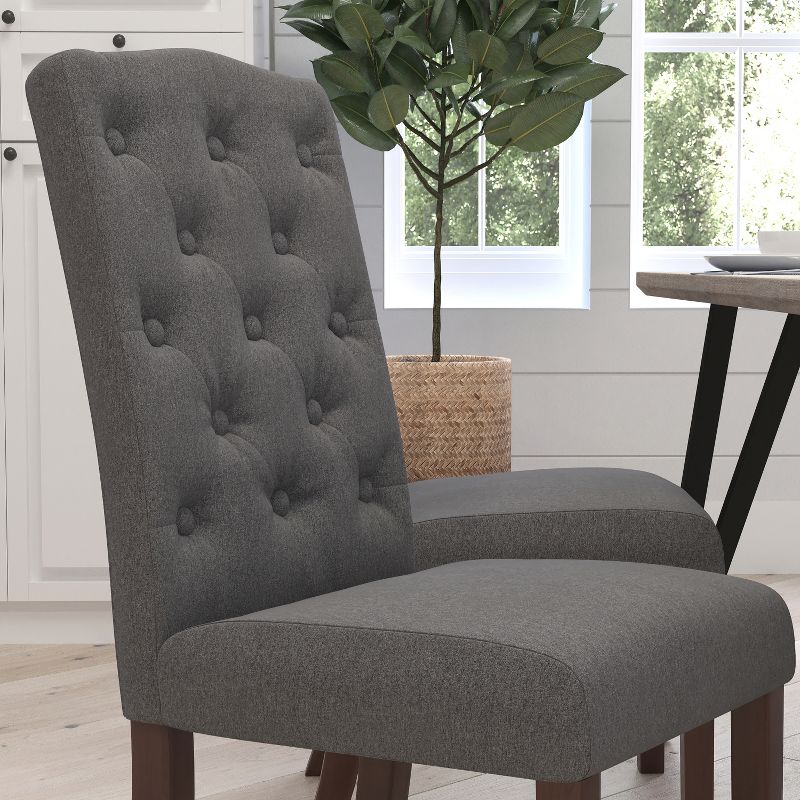 Merrick Lane Mid-Back Tufted Parsons Chair with Wooden Legs, 5 of 13