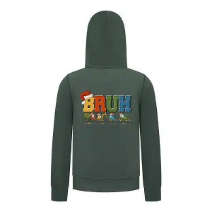 Everyday Kids Christmas Collection BRUH Construction Truck Boys Zip Up Hoodie – Holiday Sweatshirt - 1 of 4
