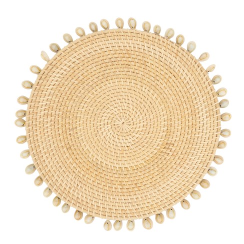 Saro Lifestyle Seaside Splendor Shell Rattan Placemat (set Of 4), Beige ...