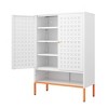 Vynxaria White Double Door Shoe Cabinet with Adjustable Storage - 3 of 4