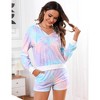 Women's Loungewear Printed Hooded Long Sleeve Sweatshirt Shorts Casual Homewear Set - 3 of 4