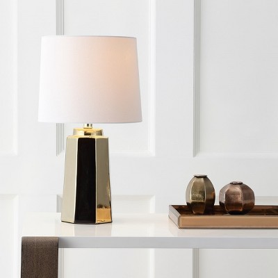 Parlon 17.25" Gold Ceramic Table Lamp with White Shade