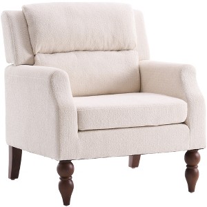 YOUNIKE 30.31” W Oversized Accent Chair Velvet Upholstered Armchair Single Office Chair With Solid Wood Legs for Living Room/Bedroom - 1 of 4