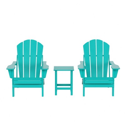 WestinTrends Malibu HDPE Outdoor Patio Folding Poly Adirondack Conversation Set (3-Piece)