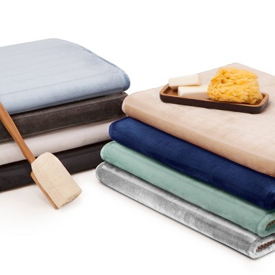 Navy High Pile Memory Foam Bath Mat with Rubber Base