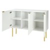 TROPOW White Wood 1 White Rectangular Minimalism Sideboard Buffet Cabinet Accent Cabinet with 3 Doors Shelves Buffet Cabinet for Kitchen,White - 4 of 4