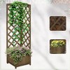VisioGear Raised Garden Bed with Trellis, 57" Freestanding Corner Planter Box for Vine Plants Flowers, Brown, 15.75"*15.75"*57" - 2 of 4