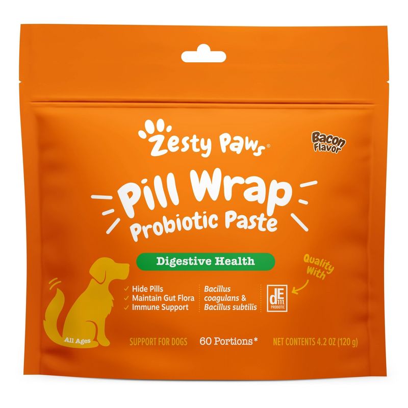 Zesty Paws Probiotic Pill Wrap Pouch for Dogs with Bacon Flavor - 4.2oz, 1 of 14
