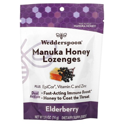 Wedderspoon Manuka Honey Lozenges, Elderberry, 2.6 oz (74 g)