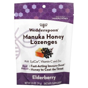 Wedderspoon Manuka Honey Lozenges, Elderberry, 2.6 oz (74 g) - 1 of 2