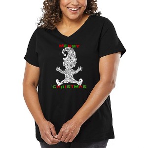 LA Pop Art Christmas Elf - Women's Word Art V-Neck - 1 of 4