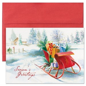 Masterpiece Studios Holiday Collection Brights Cards 16 Cards/Envelopes, Greetings Sleigh, 5.6" x 7.8" - 1 of 1