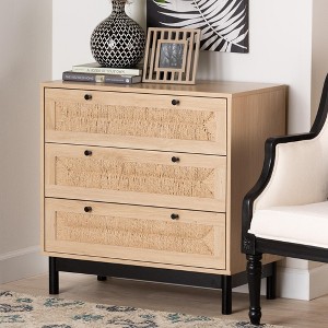 Baxton Studio Cherelle Mid-Century Modern Light Brown and Black 3-Drawer Storage Cabinet - 1 of 4