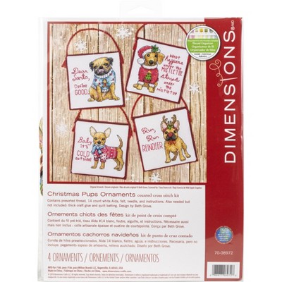 Dimensions Counted Cross Stitch Ornament Kit Set of 4-Christmas Pups Ornaments (14 Count)