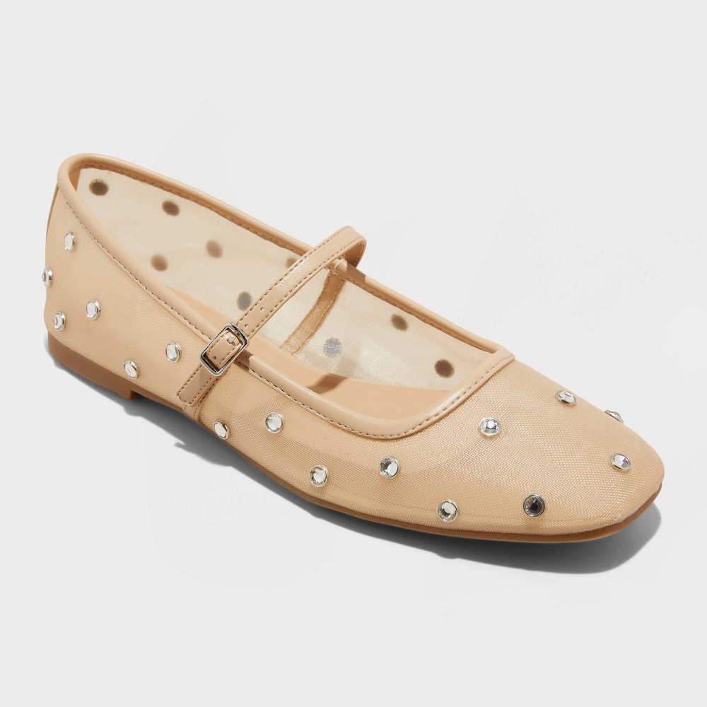 Women's Elsa Mary Jane Ballet Flats with Memory Foam Insole - Wild Fable™ Beige 11