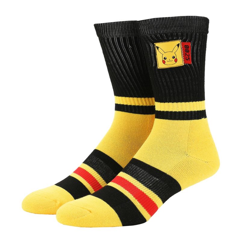 Pokemon Pikachu Woven Label Men's Athletic Crew Socks, 1 of 7