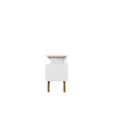 Mid-Century Modern White TV Stand with Open & Concealed Storage, 70.86"