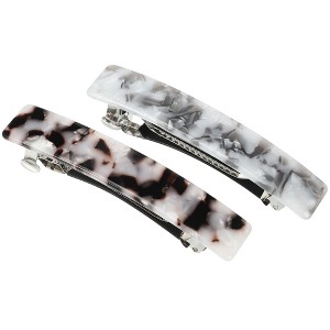 Unique Bargains Women's Tortoise Shell French Hair Barrettes Gray Brown 2 Pcs - 1 of 4