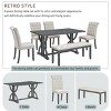 ELJGET 6 Piece Dining Table Set with Retro Rectangular Table, 4 Upholstered Chairs & 1 Bench for Dining Room & Kitchen - 4 of 4