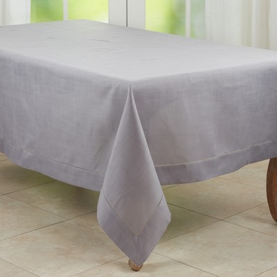 Slate Hemstitched Border Rectangular Fabric Tablecloth, 70" x 160"