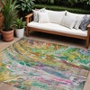 Green Gold And White Abstract Washable Indoor Outdoor Area Rug - 2 of 4