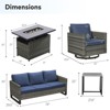 Buenhomino 5 Pieces Patio Furniture Set with Fire Pit Table, Outdoor Furniture Set with Rocking Swivel Chairs, Sofa Couch, 4'' Thickened Cushion - 3 of 4