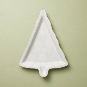 10"x13.5" Stoneware Tree Shape Cookie Plate Sour Cream - Hearth & Hand™ with Magnolia - 1 of 3