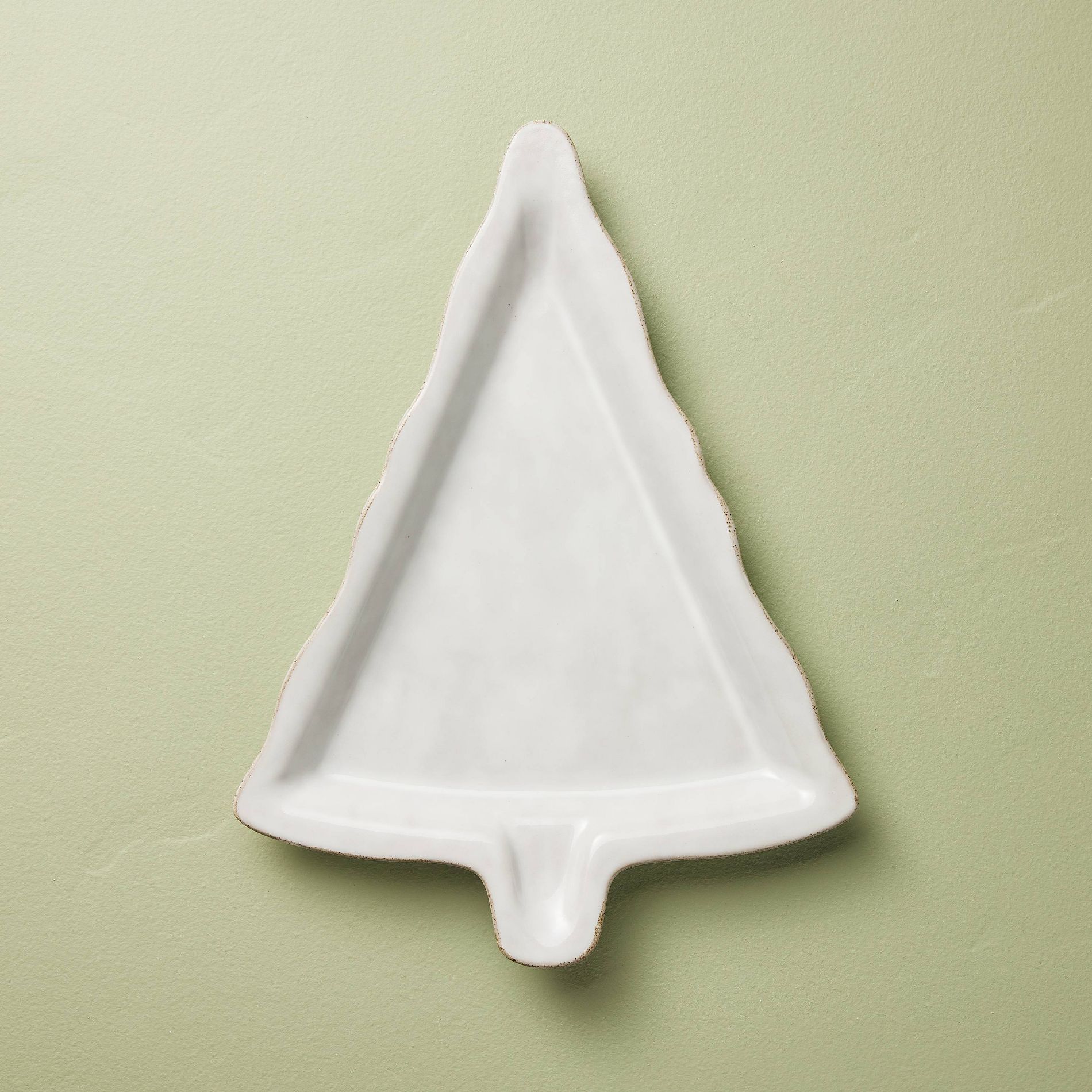10"x13.5" Stoneware Tree Shape Cookie Plate Sour Cream - Hearth & Hand™ with Magnolia