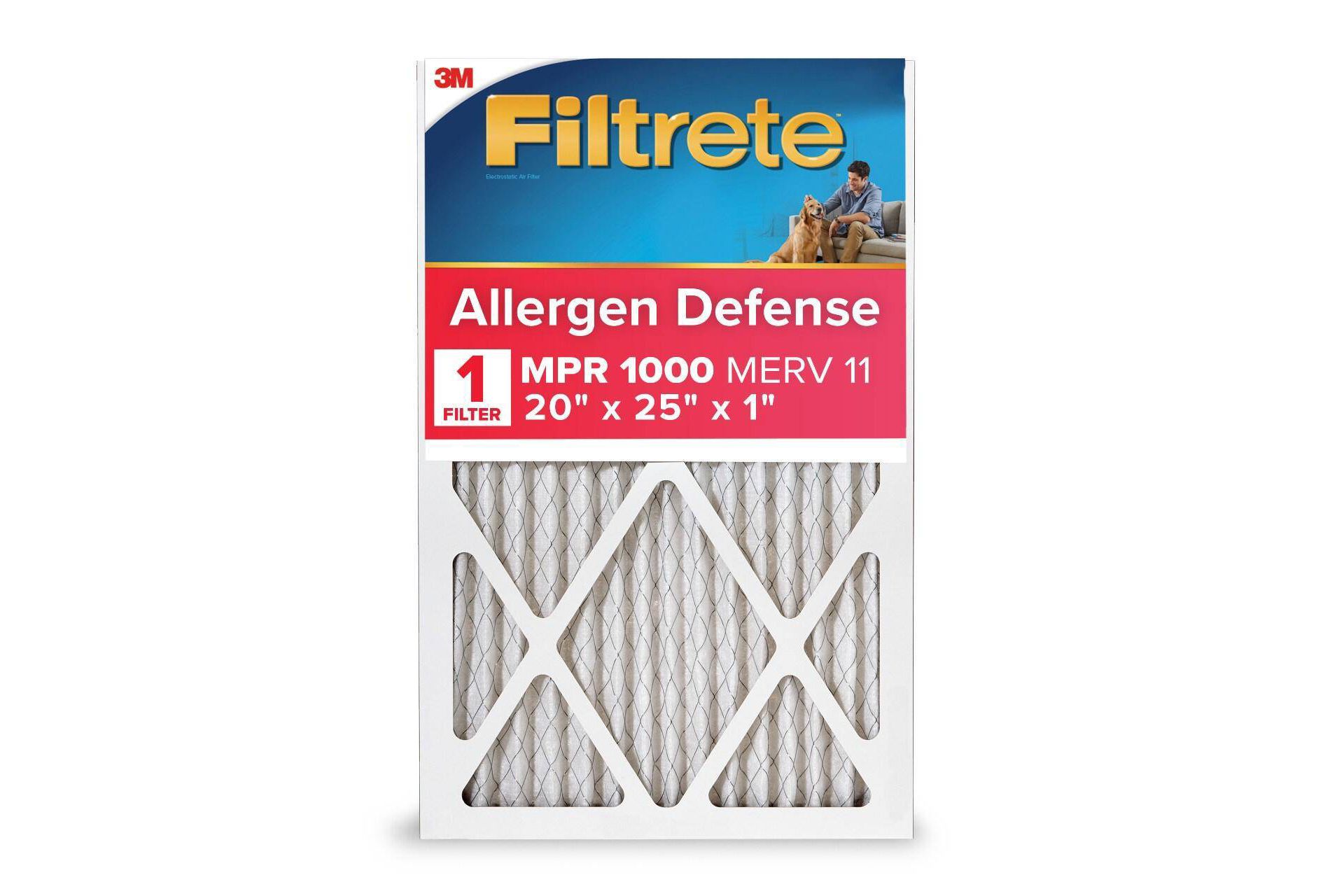 Filtrete 20x25x1 Allergen Defense Air Filter 1000 MPR: MERV 11 Electrostatic Furnace Filter, Captures Dust & Pollen