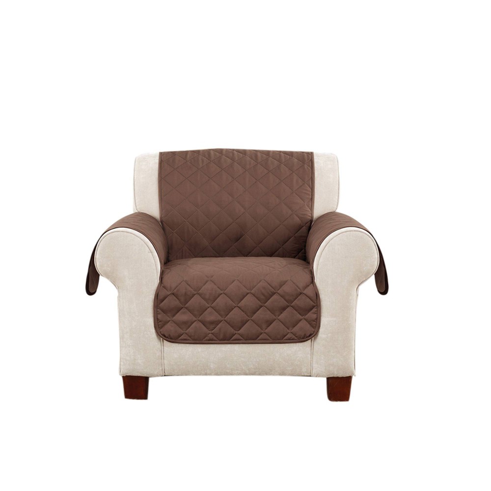 Photos - Furniture Cover Reversible Chair Furniture Protector Light Brown/Chocolate - Sure Fit: Fit