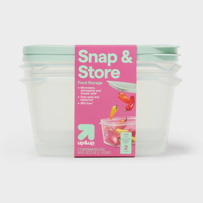 Snap &#38; Store Food Storage Containers - 48 fl oz/2ct - up &#38; up&#8482;, 1 of 4
