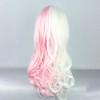 Unique Bargains Women's Curly Wigs 22" White Pink with Wig Cap - 4 of 4