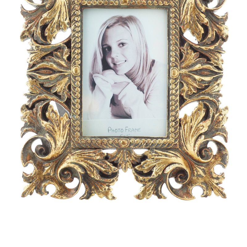 Set of 2 Polystone Scroll Handmade Intricate Carved 1 Slot Photo Frames Gold - Olivia &#38; May, 5 of 13