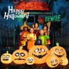 Tangkula 8Ft Long Halloween Inflatable Pumpkin Outdoor Blow Up Deco w/ 7 Pumpkins & 1 Black Cat Built-in Blower 4 Stakes LED Lighted Inflatable Prop - 4 of 4