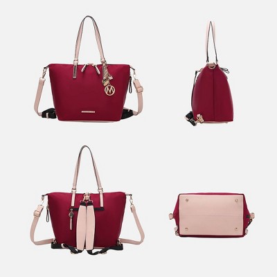 MKF Collection Layla Solid Vegan Leather Tote Bag Convertible Backpack for Women, Shoulder and Top-Handle Handbag by Mia K — фото 5